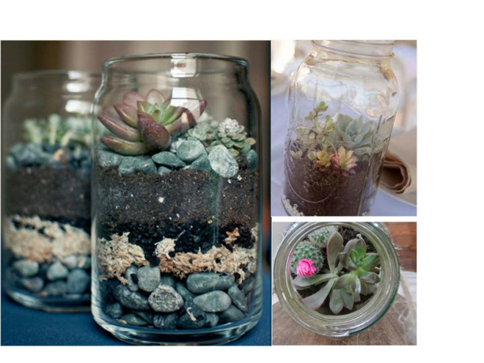 <p><b>DIY Terrarium</b> Yet another cute use of the mason jar, these mini terrariums look good on a shelf, plus if you have the time and resources, you could forage everything that goes inside it. <a rel="nofollow noopener" href="http://www.ohlovelyday.com/2013/09/new-mason-jar-ideas.html" target="_blank" data-ylk="slk:Oh Lovely Day;elm:context_link;itc:0;sec:content-canvas" class="link ">Oh Lovely Day</a> tells you everything you need to know. </p>