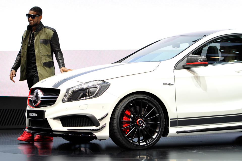 GENEVA, SWITZERLAND - MARCH 05:  Usher attends the Mercedes-Benz presentation during the 83rd Geneva Motor Show on March 5, 2013 in Geneva, Switzerland. Held annually with more than 130 product premiers from the auto industry unveiled this year, the Geneva Motor Show is one of the world's five most important auto shows.  (Photo by Harold Cunningham/Getty Images)