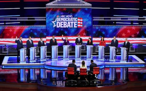 The debate was taking place in Miami, Florida - a swing state that Donald Trump won in 2016 - Credit: Joe Raedle/Getty Images