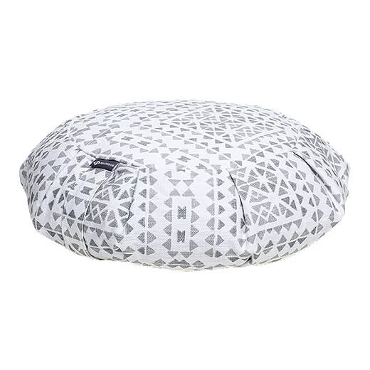 Product photo of Halfmoon Round Meditation Cushion in white/grey print