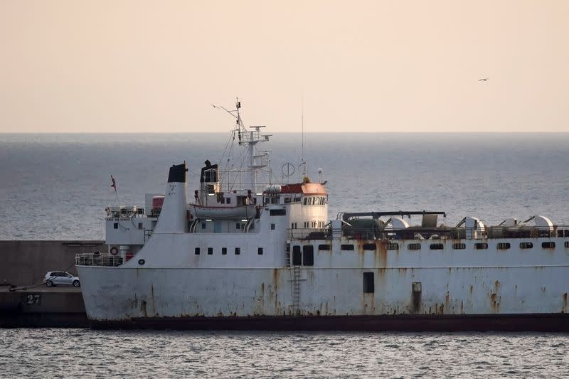 Livestock ship "Kharim Allah" carrying Spanish cattle stranded on ship with suspected bluetongue is docked, in Cartagena