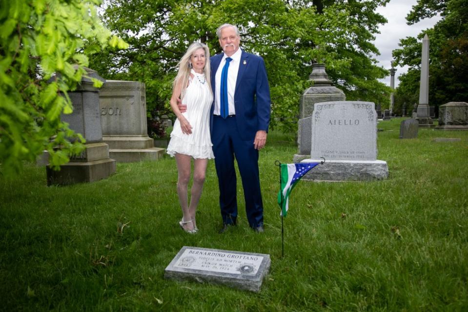 Markowski and his fiancee at the cemetery where her great uncle is buried. Michael Nagle