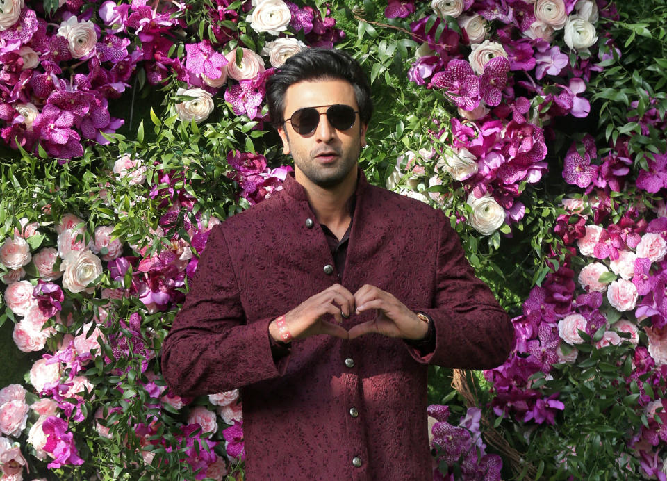 Bollywood actor Ranbir Kapoor poses during a photo opportunity at the wedding ceremony of Akash Ambani, son of the Chairman of Reliance Industries Mukesh Ambani, at Bandra-Kurla Complex in Mumbai, India, March 9, 2019. REUTERS/Francis Mascarenhas