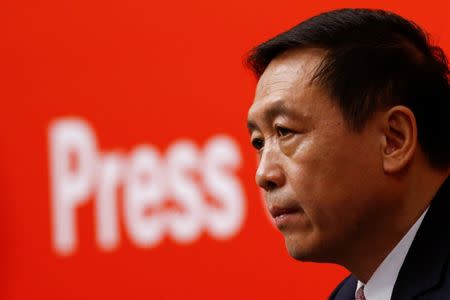 Vice Minister of the State Administration of Press, Publication, Radio, Film and Television Zhang Hongsen attends a news conference during the 19th National Congress of the Communist Party of China in Beijing, October 20, 2017. REUTERS/Thomas Peter