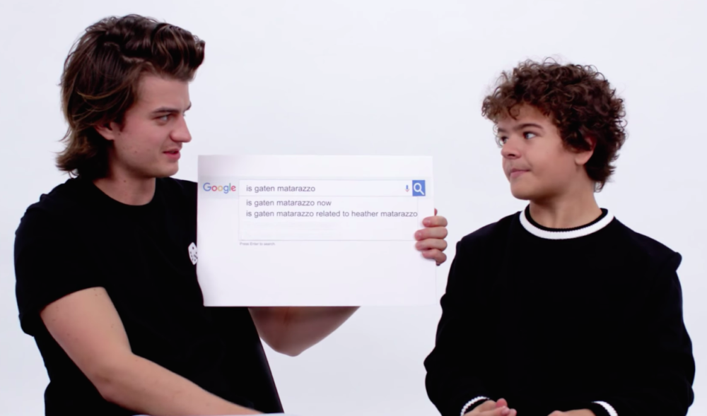 Gaten Matarazzo literally falls out of his chair answering the most Googled “Stranger Things” questions with Joe Keery