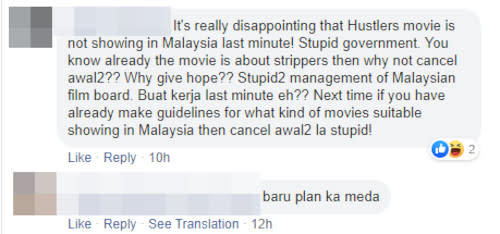 "Hustlers" fans are not happy with the movie not releasing in Malaysia.