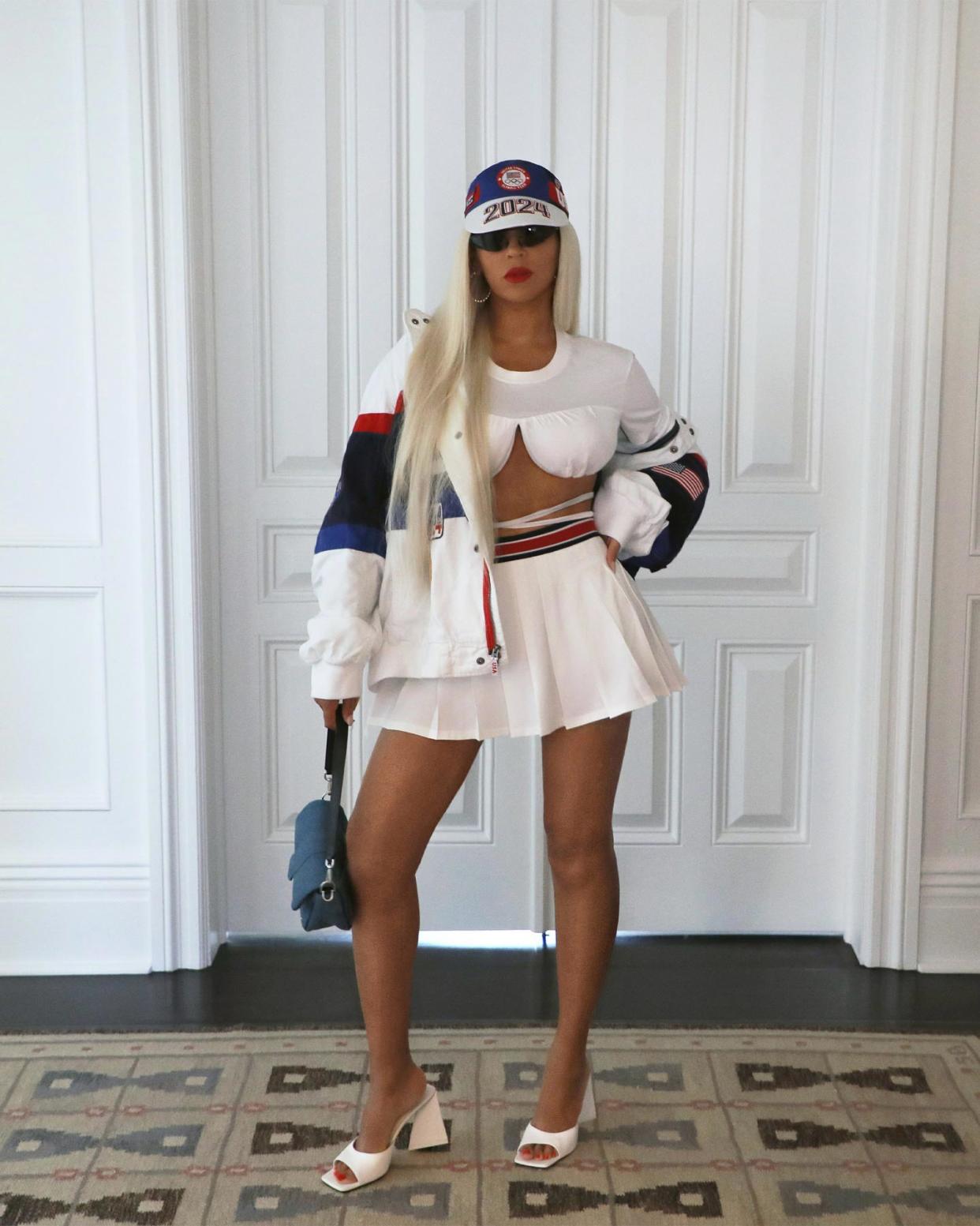 Beyonce Poses in HeadtoToe Red, White and Blue After Team USA’s 2024