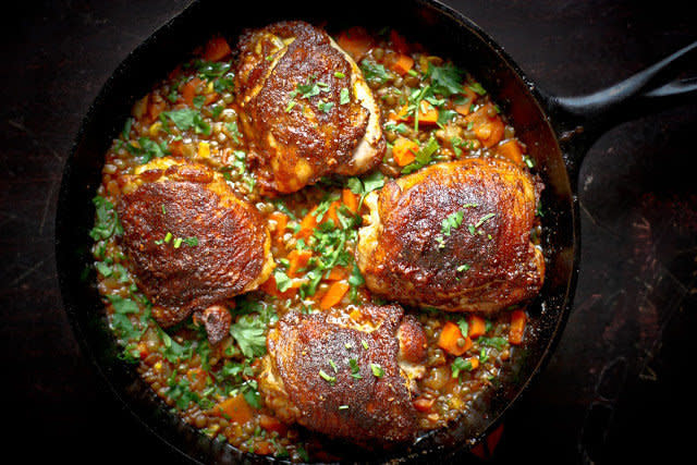 <strong>Get the <a href="http://www.feastingathome.com/2012/11/crispy-berbere-chicken-with-ethiopian.html" target="_blank">Crispy Berbere Chicken with Ethiopian Lentils recipe</a> from Feasting At Home</strong>