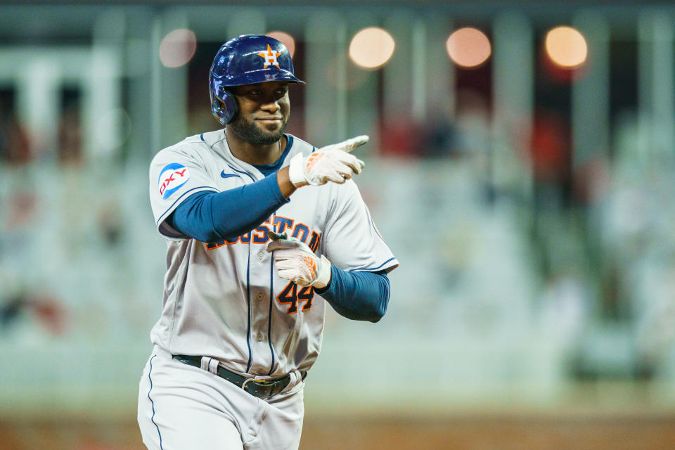 休士頓太空人古巴重砲Yordan Alvarez。(Photo by Matthew Grimes Jr./Atlanta Braves/Getty Images)