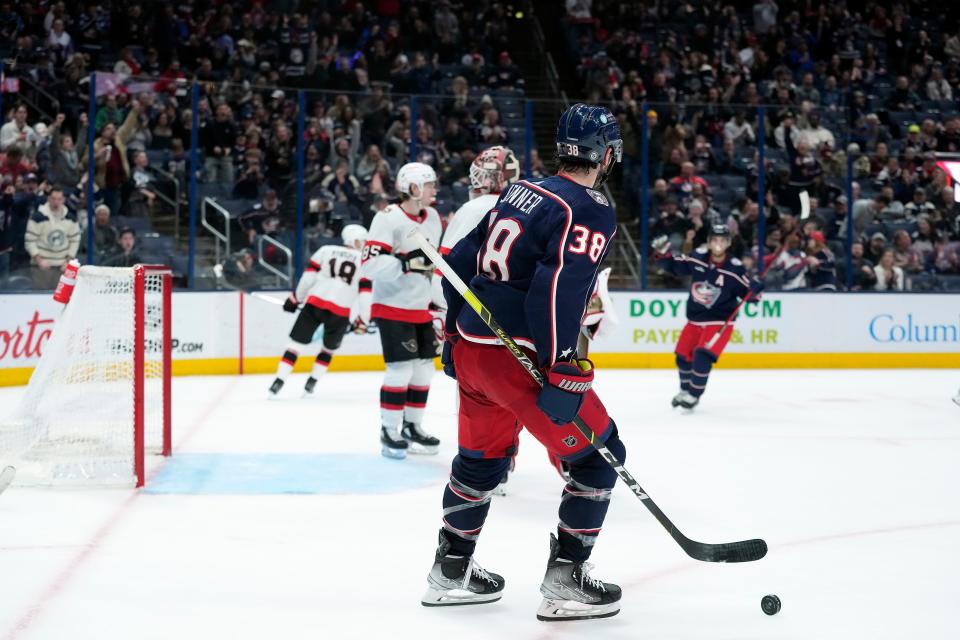 Blue Jackets center Boone Jenner scored 26 goals in his first 68 games this season and had 19 assists in that span.