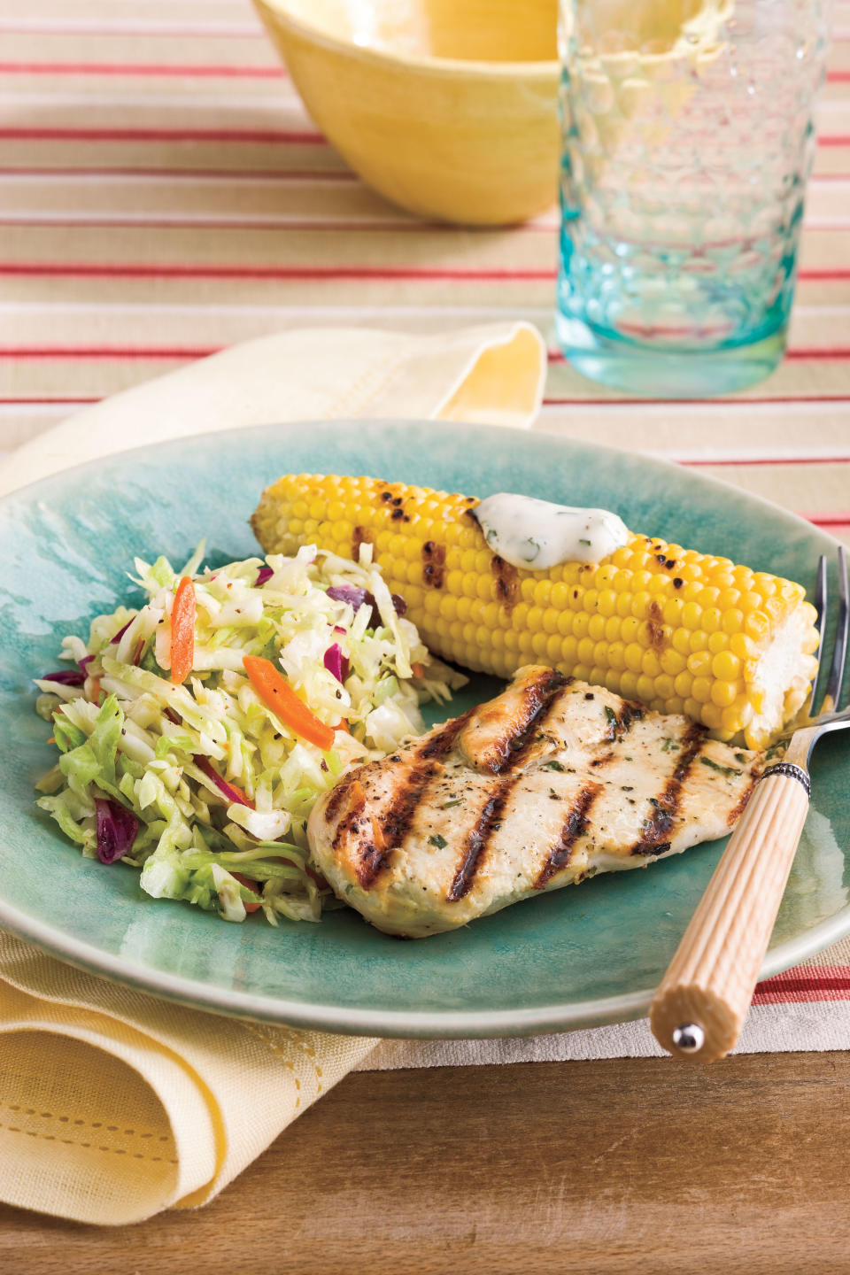 Grilled Chicken With Corn and Slaw