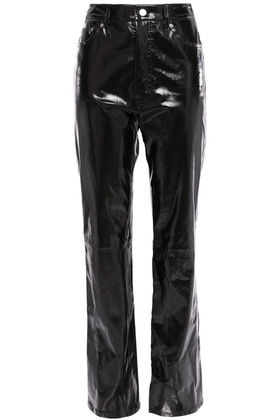 9) Patent-leather straight-leg pants