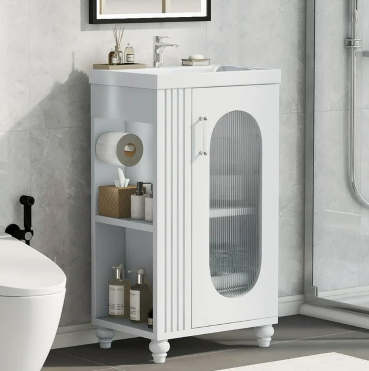 <p><a href="https://go.redirectingat.com?id=74968X1596630&url=https%3A%2F%2Fwww.walmart.com%2Fip%2FMIDODO-20-Small-Bathroom-Vanity-with-Sink-Modern-Bathroom-Cabinet-with-Paper-Holders-Wood-Bathroom-Vanity-with-Glass-Door%2F5427230805&sref=https%3A%2F%2Fwww.elledecor.com%2Fshopping%2Ffurniture%2Fg60536804%2Fbest-small-bathroom-vanities%2F" rel="nofollow noopener" target="_blank" data-ylk="slk:Shop Now;elm:context_link;itc:0;sec:content-canvas" class="link rapid-noclick-resp">Shop Now</a></p><p>Small Bathroom Vanity with Sink</p><p>$164.68</p><span class="copyright">Walmart</span>