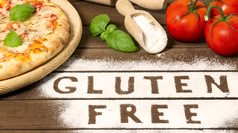 pizza with the words 'gluten-free'