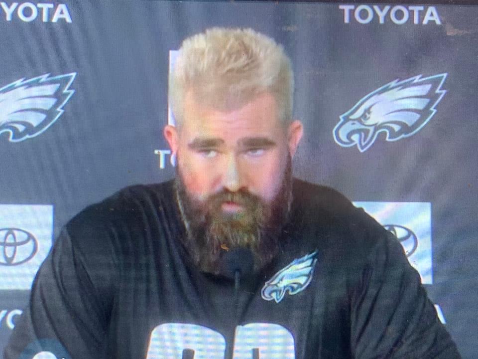 Jason Kelce dyed his hair blond recently because he lost a bet about Zach Ertz's status on the team.