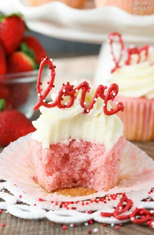 <p>Life Love and Sugar</p><p>These Strawberry Cupcakes with Cream Cheese Frosting are perfect! So moist and fluffy! </p><p><strong>Get the recipe: <a href="https://www.lifeloveandsugar.com/strawberry-cupcakes-cream-cheese-frosting/" rel="nofollow noopener" target="_blank" data-ylk="slk:Strawberry Cupcakes with Cream Cheese Frosting;elm:context_link;itc:0;sec:content-canvas" class="link ">Strawberry Cupcakes with Cream Cheese Frosting</a></strong></p>