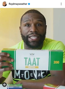 This past weekend, Floyd Mayweather posted a short video clip introducing TAAT™ to his audience of more than 26.3 million Instagram followers in the form of both “timeline” and “story” posts, which received a combined total of over four million views.