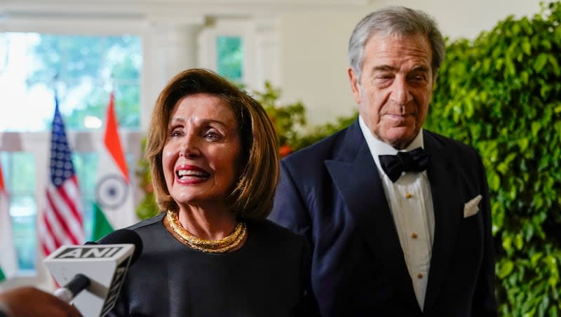 Rep. Nancy Pelosi, D-Calif., and her husband Paul Pelosi arrive for the State Dinner with President Joe Biden and India's Prime Minister Narendra Modi at the White House, Thursday, June 22, 2023, in Washington.