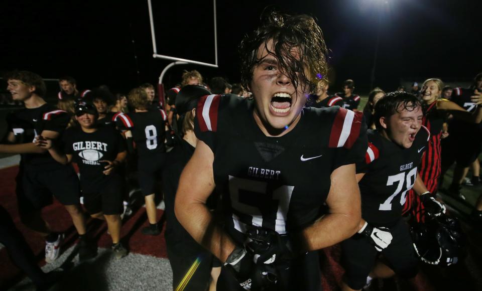 The Gilbert football team is hoping for another victory celebration this Friday when the Tigers host Caroll.