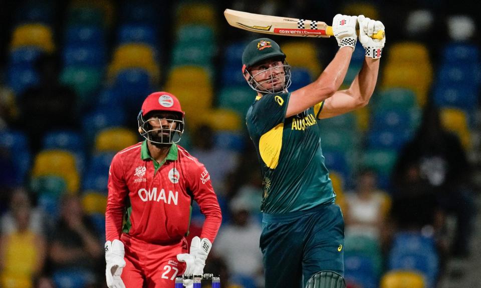 <span>Marcus Stoinis was player of the match as Australia defeated Oman in their opening match at the men's T20 World Cup in Barbados.</span><span>Photograph: Ricardo Mazalán/AP</span>