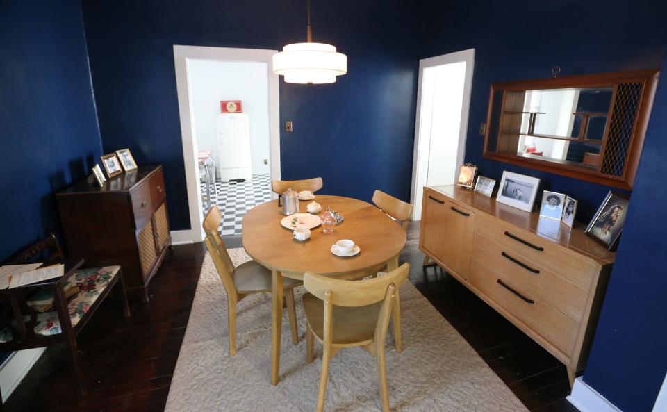 The dining room is equipped with period furniture in the 1950s African American Worker’s Home at The History Museum in South Bend.