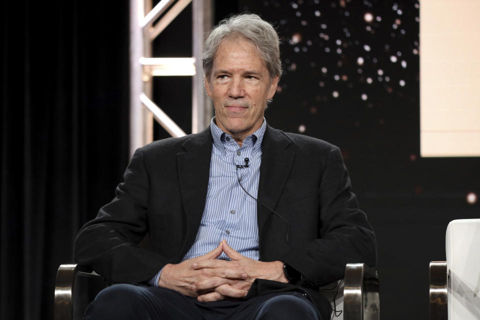 FILE - David E. Kelley speaks at the "The Undoing" panel during the HBO TCA 2020 Winter Press Tour in Pasadena, Calif. on Jan. 15, 2020. Native American tribes and coalitions are condemning “Big Sky,” a Montana-set ABC drama, for ignoring the history of violence inflicted on Indigenous women and instead making whites the crime victims. The show's producers include David E. Kelley ("Big Little Lies," “The Undoing”) and novelist C.J. Box, whose 2013 book “The Highway” was adapted for the series. (Photo by Willy Sanjuan/Invision/AP, File)