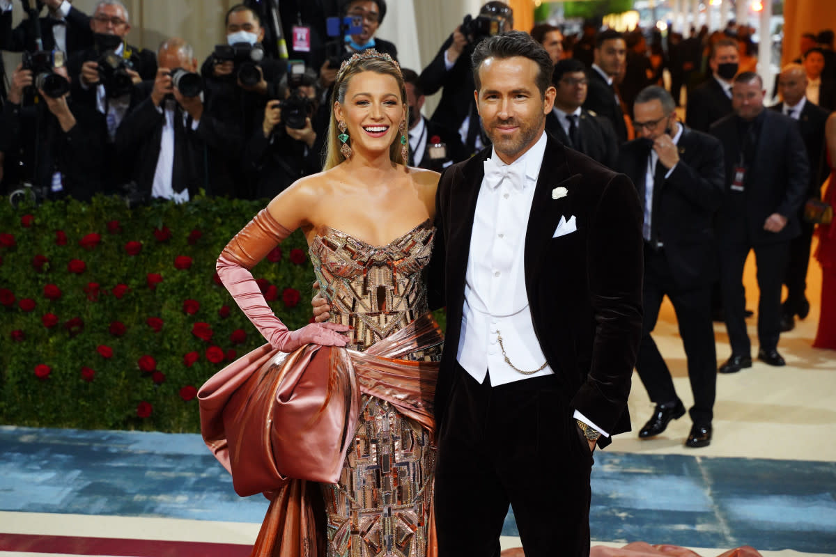 NEW YORK, NEW YORK - MAY 02: Blake Lively and Ryan Reynolds attend the 2022 Costume Institute Benefit celebrating In America: An Anthology of Fashion at Metropolitan Museum of Art on May 02, 2022 in New York City. (Photo by Sean Zanni/Patrick McMullan via Getty Images)<p>Sean Zanni/Patrick McMullan via Getty Images</p>