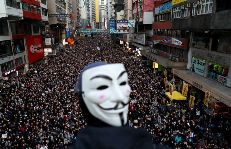 Protesters march for human rights in Hong Kong