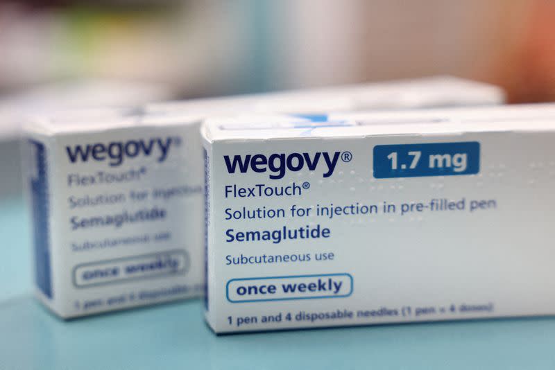 FILE PHOTO: Boxes of Wegovy made by Novo Nordisk are seen at a pharmacy in London