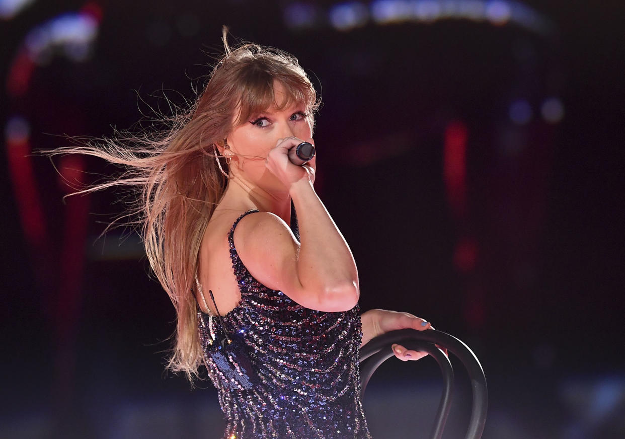 Taylor Swift performs onstage during The Eras Tour in Buenos Aires