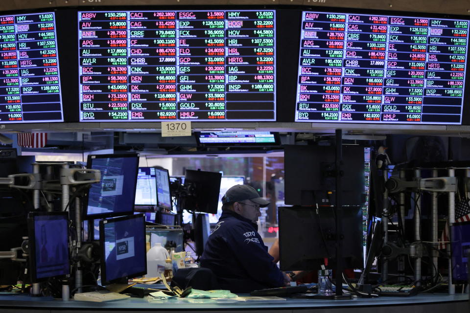 Stock markets: Mining and oil firms led an 11% jump in dividend payouts to a first-quarter record of $302.5bn.A trader works on the trading floor at the New York Stock Exchange (NYSE) in Manhattan, New York City, U.S., May 19, 2022. REUTERS/Andrew Kelly