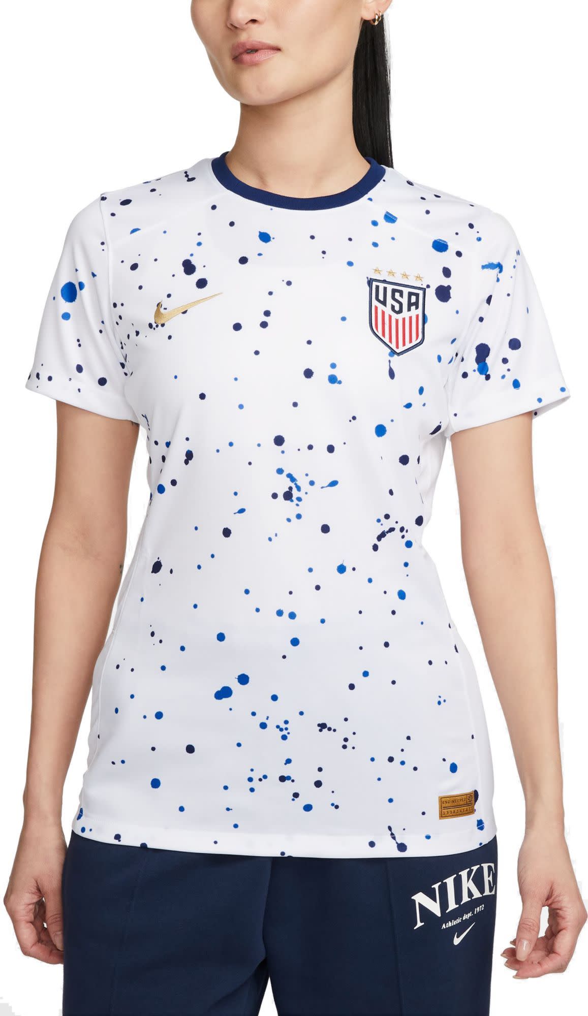 <p><a href="https://go.redirectingat.com?id=74968X1596630&url=https%3A%2F%2Fwww.dickssportinggoods.com%2Fp%2Fnike-womens-uswnt-2023-home-replica-jersey-22nikwwsswnt23whmacm%2F22nikwwsswnt23whmacm&sref=https%3A%2F%2Fwww.womenshealthmag.com%2Fstyle%2Fa44652500%2Fworld-cup-uswnt-soccer-jersey%2F" rel="nofollow noopener" target="_blank" data-ylk="slk:Shop Now;elm:context_link;itc:0;sec:content-canvas" class="link rapid-noclick-resp">Shop Now</a></p><p>Women's USWNT 2023 Home Replica Jersey</p><p>dickssportinggoods.com</p><p>$37.77</p><span class="copyright">Courtesy</span>