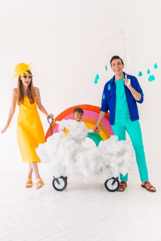 <p>Rain or shine, you'll look amazing on Halloween with this costume for your trio. Complete with a rainbow, we can't get enough of this one from Studio DIY.</p><p><a class="link " href="https://www.amazon.com/KILIG-Womens-Spaghetti-Sundress-Pockets/dp/B07BVP33WB/ref=sr_1_16?tag=syn-yahoo-20&ascsubtag=%5Bartid%7C10055.g.28073110%5Bsrc%7Cyahoo-us" rel="nofollow noopener" target="_blank" data-ylk="slk:SHOP YELLOW DRESS;elm:context_link;itc:0;sec:content-canvas">SHOP YELLOW DRESS</a></p><p><a class="link " href="https://www.amazon.com/totes-Womens-Clear-Bubble-Umbrella/dp/B01L9DKZ1A/ref=sr_1_3?tag=syn-yahoo-20&ascsubtag=%5Bartid%7C10055.g.28073110%5Bsrc%7Cyahoo-us" rel="nofollow noopener" target="_blank" data-ylk="slk:SHOP CLEAR UMBRELLA;elm:context_link;itc:0;sec:content-canvas">SHOP CLEAR UMBRELLA</a></p><p><em><a href="https://studiodiy.com/2018/10/15/diy-family-weather-costume/" rel="nofollow noopener" target="_blank" data-ylk="slk:Get the tutorial at Studio DIY »;elm:context_link;itc:0;sec:content-canvas" class="link ">Get the tutorial at Studio DIY »</a></em></p>