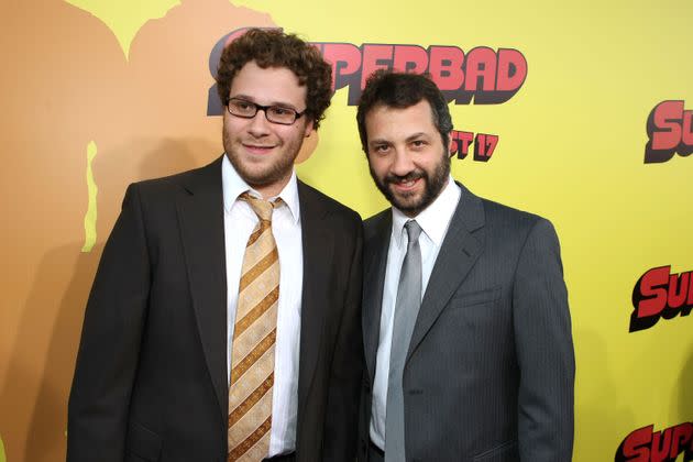 Seth Rogen (left) and producer Judd Apatow at the 2007 premiere of 