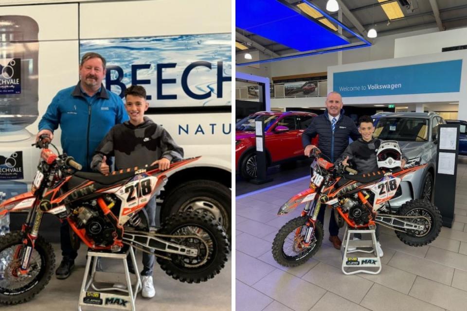 Eamon Kelly of Beechvale Water with Max and Max Jones with Paul McMulkin from Donnelly Group, Enniskillen. <i>(Image: Impartial Reporter)</i>