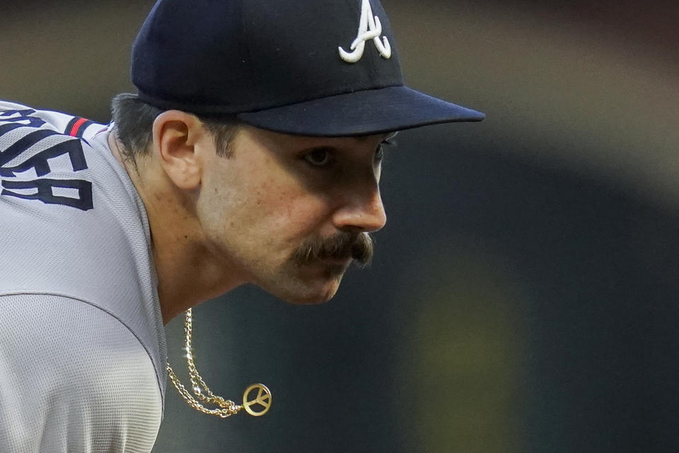 Braves pitcher Spencer Strider dominated as a starter in 2022, and is a finalist for NL Rookie of the Year alongside teammate Michael Harris II. (AP Photo/Godofredo A. Vásquez)