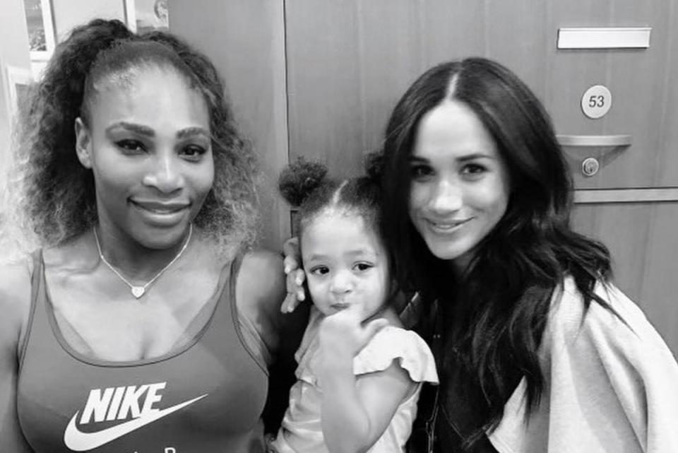 Serena Williams (L) with daughter Alexis, and the duchess (Serena Williams/Instagram)