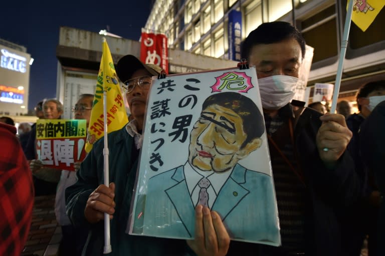 Critics have mounted protests over Prime Minister Shinzo Abe's policies, including his support for a controversial imperial edict