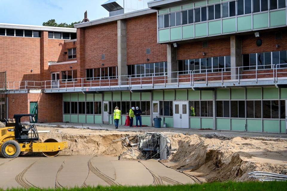 The demolition site of the outoor pool on Monday, May 8, 2023, at the Michigan State University IM West building in East Lansing.