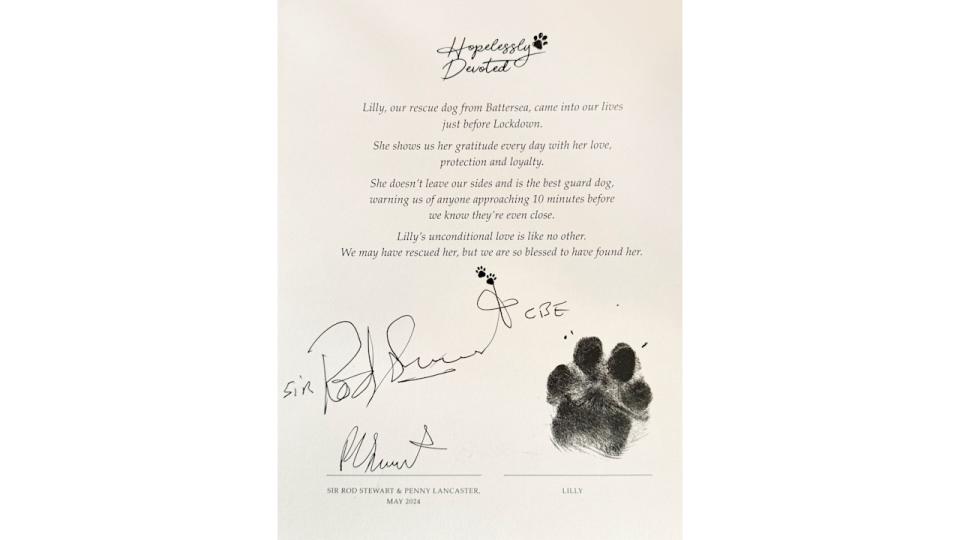 Penny Lancaster and Rod Stewart's letter about Lily