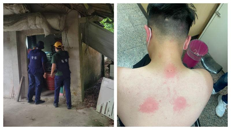 為追捕槍殺滷味攤的林姓嫌犯，警方地毯式搜索太平山區，竟發生員警慘遭虎頭蜂叮咬事件。（警方提供）
