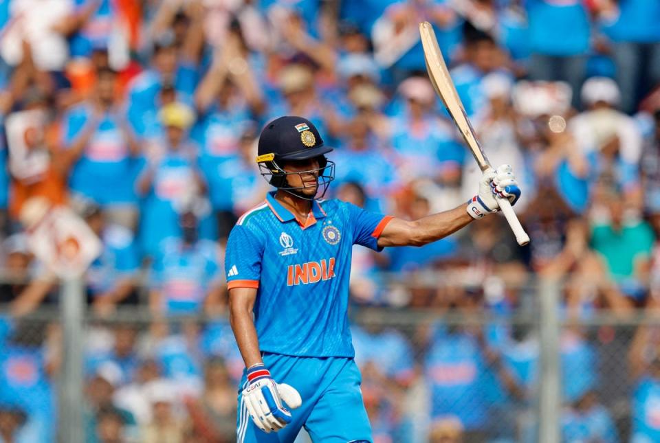 Shubman Gill scores a half century against New Zealand in the semi-final (REUTERS)