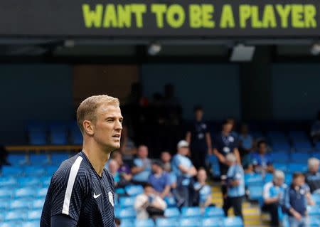 Football Soccer Britain - Manchester City v West Ham United - Premier League - Etihad Stadium - 28/8/16 Manchester City's Joe Hart warms up before the game Reuters / Darren Staples Livepic