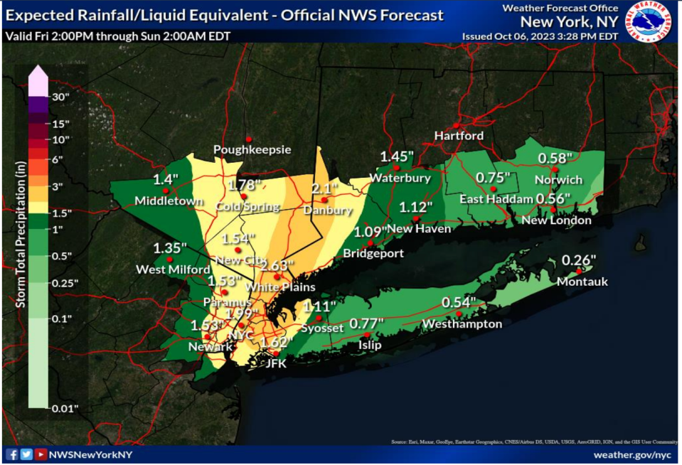 Rain totals are forecasted to be between 1 and two inches as rain impacts the metropolitan area on Saturday, Oct. 7, 2023.