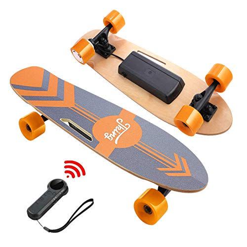 5) DEVO Electric Skateboard, 12 MPH Top Speed, 350W Singal Motor, 10 Miles Range, Load up to 220Lbs,7 Layers Maple Longboard, Wireless Remote E-Skateboard for Adult Teens