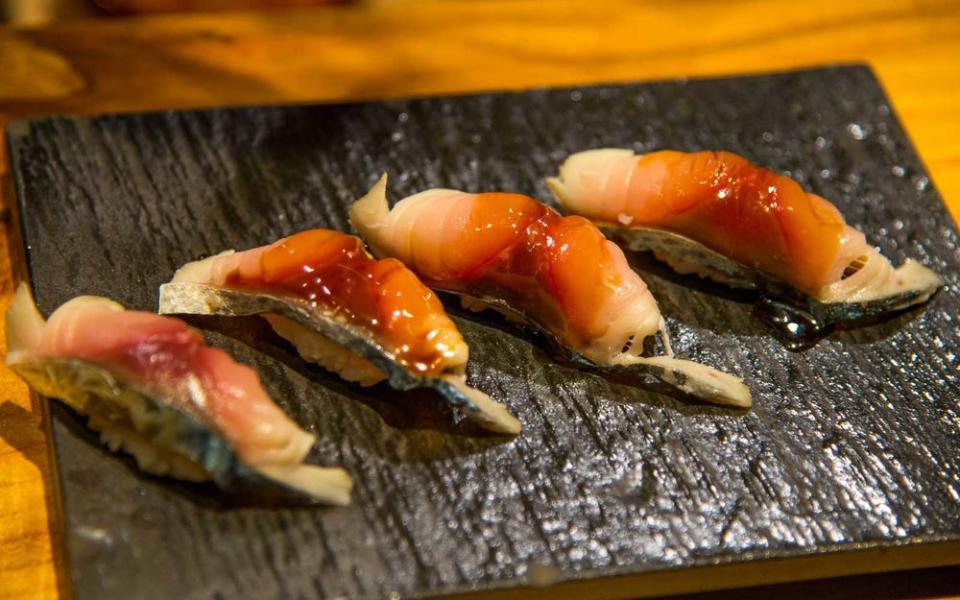 Pictured here is one of the omakase selections from Sushi by Bou Suite 1001.