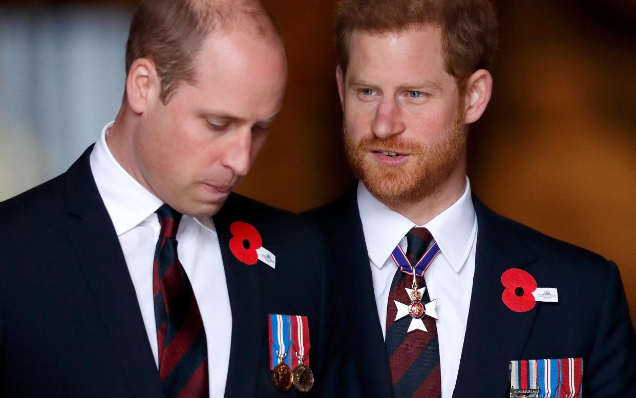 Prince William, Duke of Cambridge and Prince Harry attend an Anzac Day Service of Commemoration and Thanksgiving at Westminster Abbey on April 25, 2018  - Getty Images