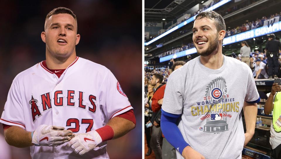 Mike Trout and Kris Bryant, your 2016 MVPs. (Getty Images)