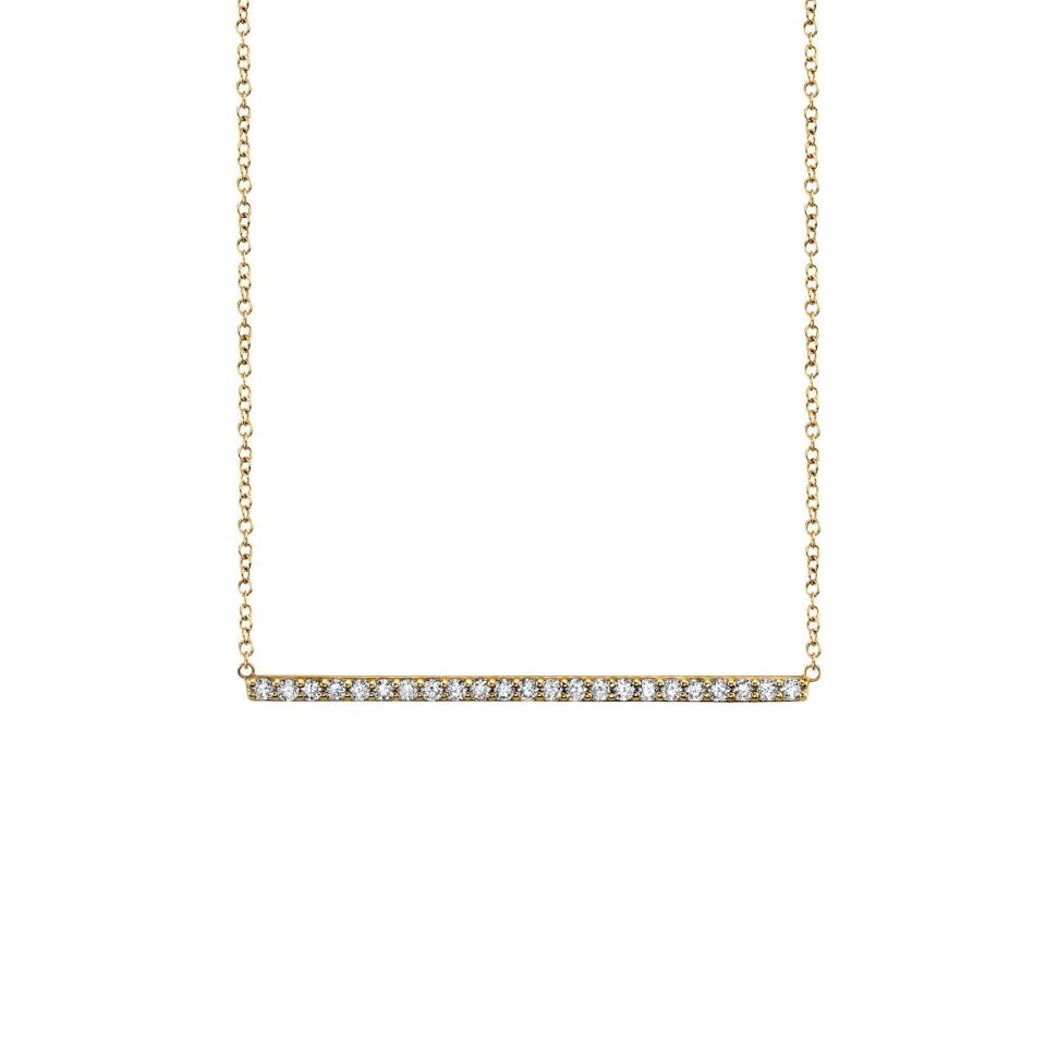 1) 14k Yellow Gold Diamond Line Necklace