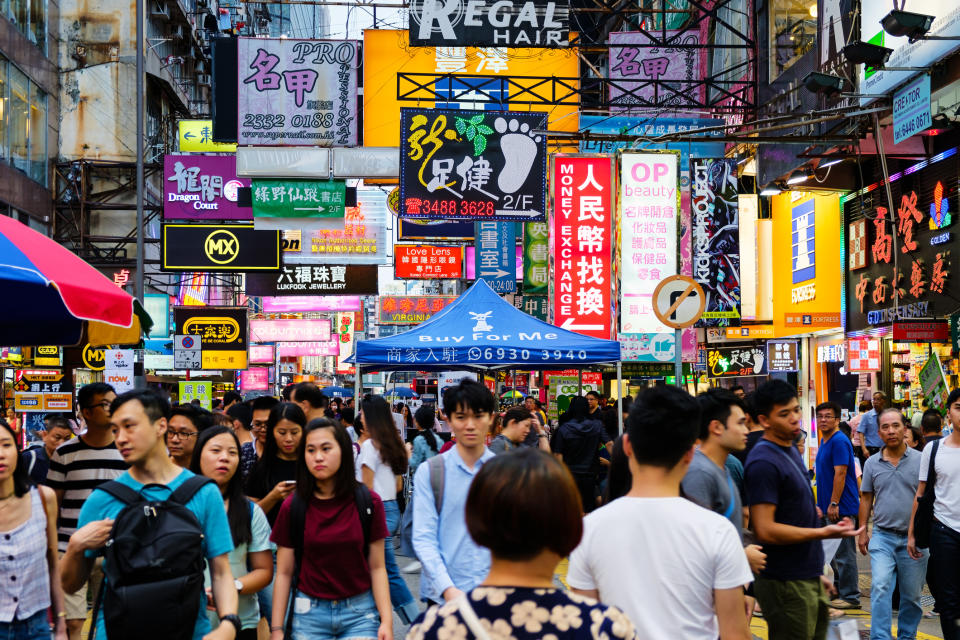 A crowded Hong Kong street